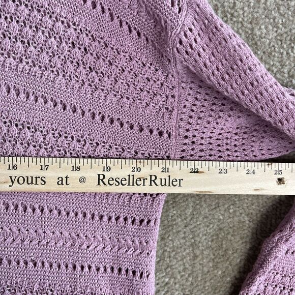 J. Jill Tunic Sweater Womens Size‎ Medium Pink Pullover Open Stitch Knit Sheer - Picture 5 of 8